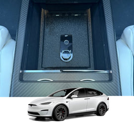 Tesla Model S and Model X Center Console Safe (Fingerprint Lock with Key) : 2021-2025
