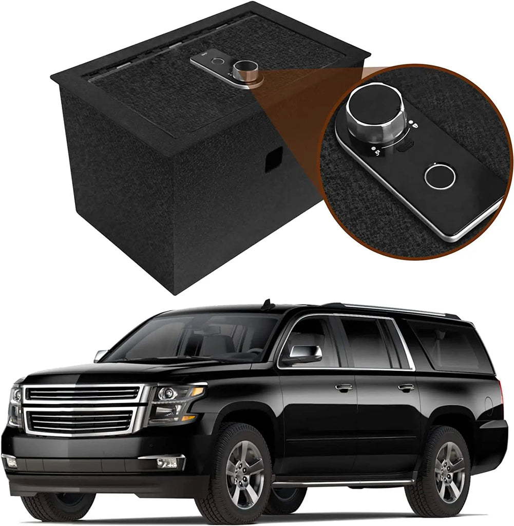 2015-2020 Chevrolet Suburban and Tahoe and GMC Yukon GMC Yukon XL center console fingerprint lock console gun safe-1