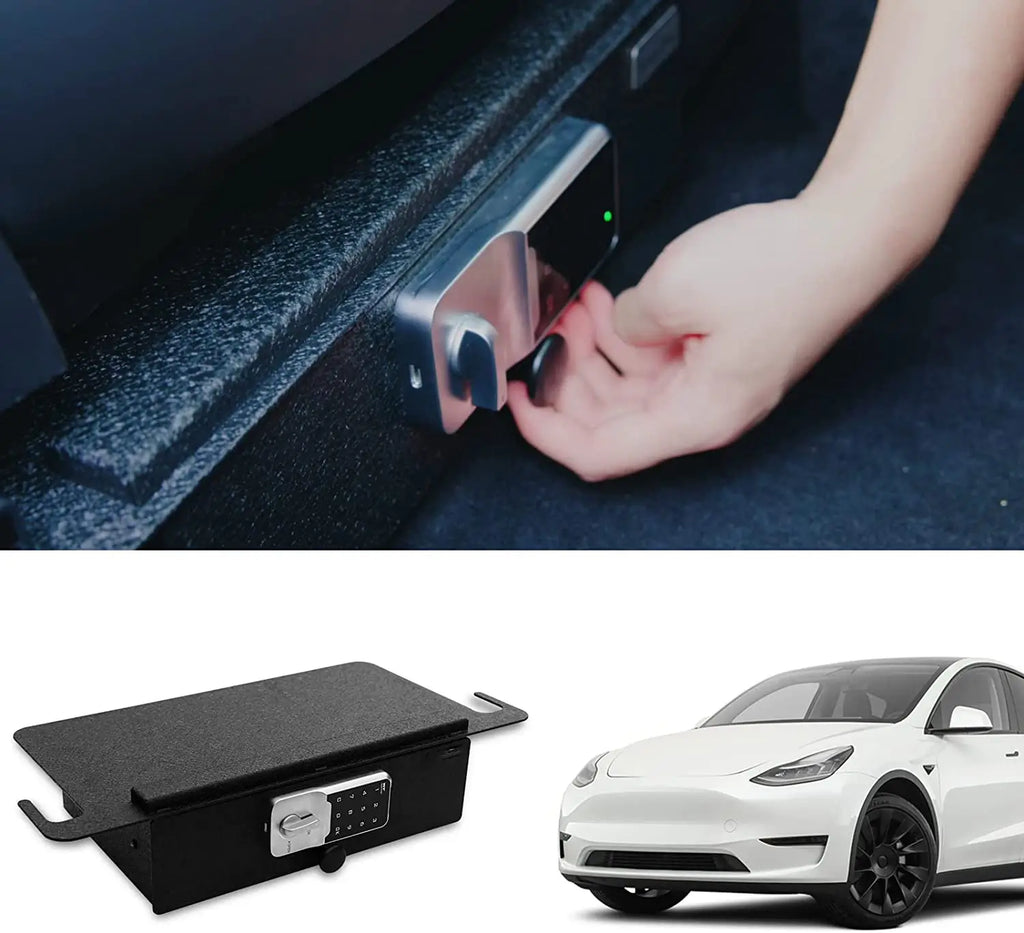 2021-2024 Tesla Model Y under seat console electronic keypad lock gun safe 2