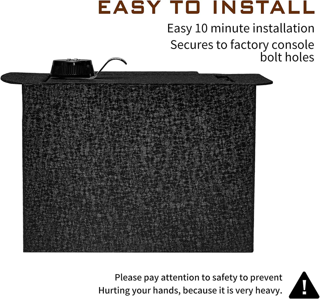 The installation of the 2005-2015 Toyota Tacoma Center console 4-digit combo lock gun safe is very simple