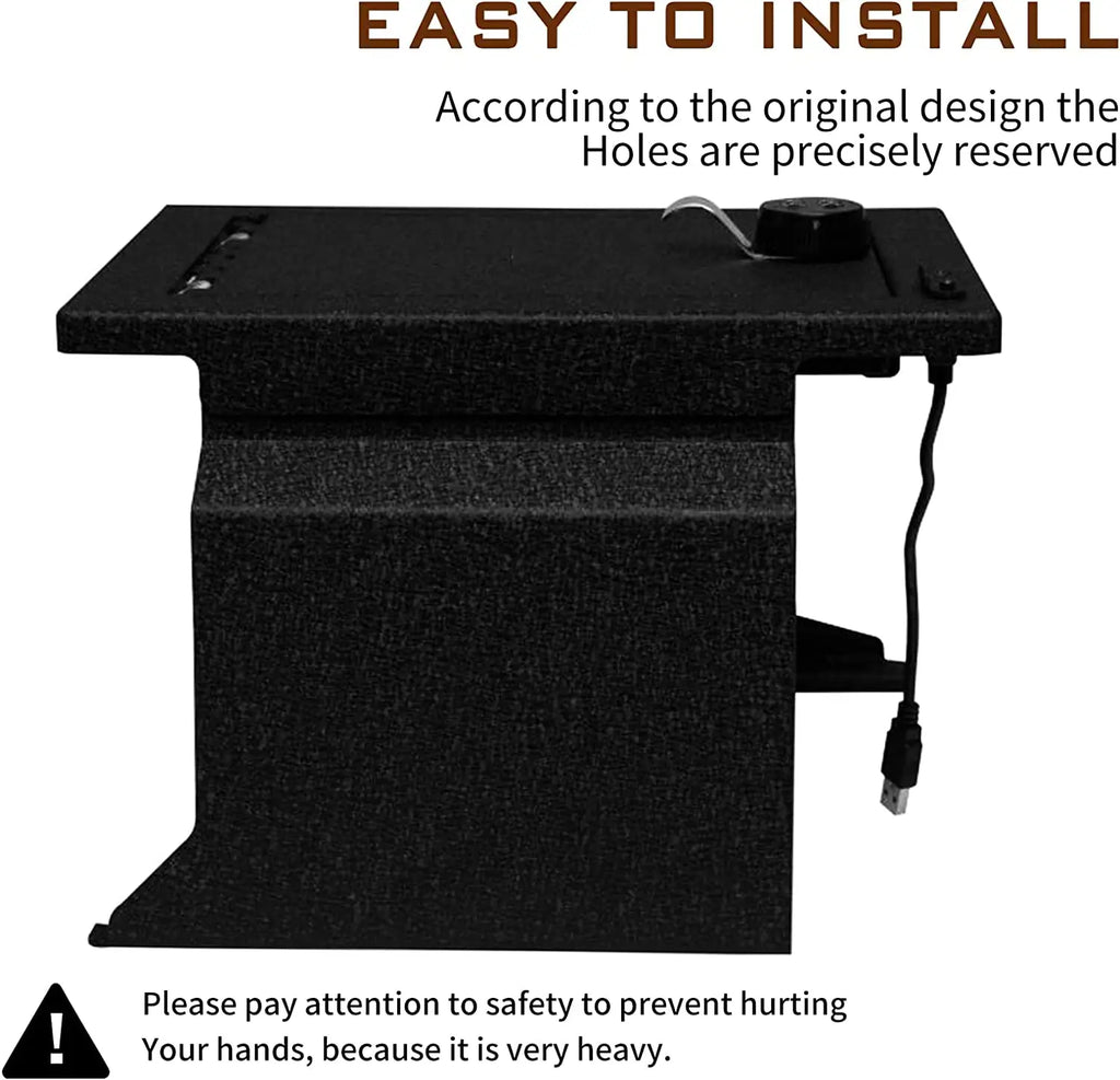The installation of the 2012-2014 Ford F150 Ford Raptor Ford Platinum Center console 4-digit combo lock gun safe is very simple