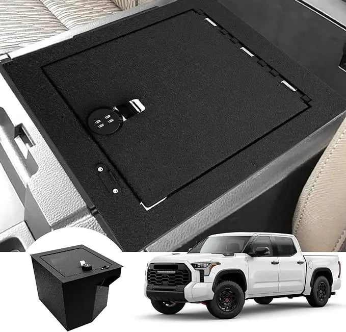 2014-2021 Toyota Tundra is equipped with a center console safe with a 4-digit combination lock