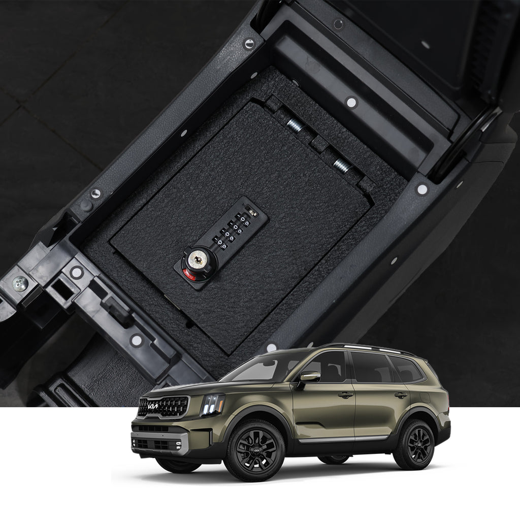 Kia Telluride Center Console Safe (4-Digit Combo Lock with Key) : 2019-2025，Not Suitable For Cigarette Lighter Version