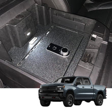 Load image into Gallery viewer, Chevy Silverado 1500/2500 HD/3500 HD and GMC Sierra 1500/2500 HD/3500 HDCenter Console Safe (Fingerprint Lock with Key) : 2019-2022