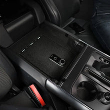 Load image into Gallery viewer, The biometric center console safe suitable for 2015-2024 Ford f series models is installed on the center console.